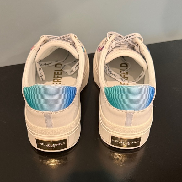 NIB - Karl Lagerfeld White Sneakers with Multicolor Accents - Picture 3 of 9